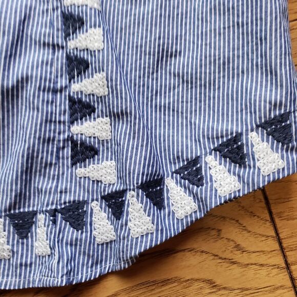 🔹️Stella & Dot Blue Striped Embroidered Dress or Coverup Large - Picture 4 of 7